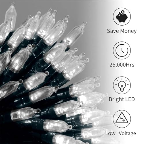 Image of Brightown Battery Operated Christmas Lights 2 Pack 18 Feet 50 LED Clear Mini String Lights with 8 Modes Waterproof Tree Lights for Xmas Outdoor Indoor Holiday Party Garden Decor, Pure White