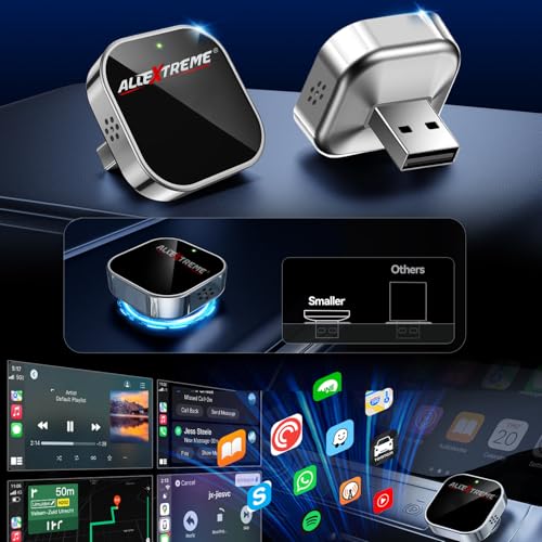 Image of Allextreme 2-in-1 Wireless CarPlay & Android Auto Adapter | Convert Wired CarPlay to Wireless | Bluetooth 5.0 & WiFi | Compact Design Plug & Play | Works with 1000+ Car Models