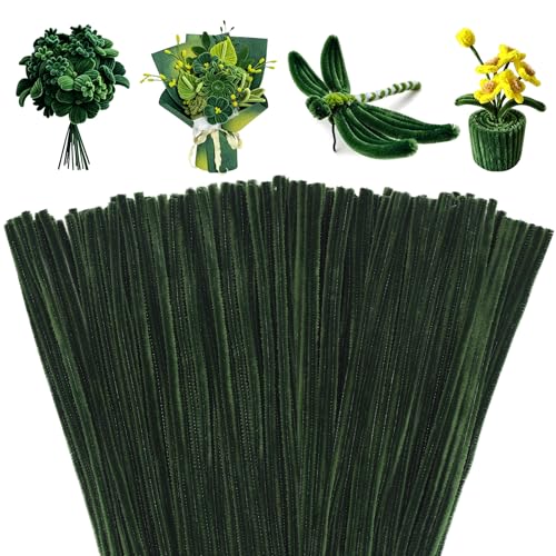 Image of Mnuizu 200Pcs Pipe Cleaners, Chenille Stems Pipe Cleaner DIY Craft Supplies | Craft Pipe Cleaners for Art Projects, Pipe Cleaner Bulk for Flowers Making, Art Craft Festival Decorations, Army Green