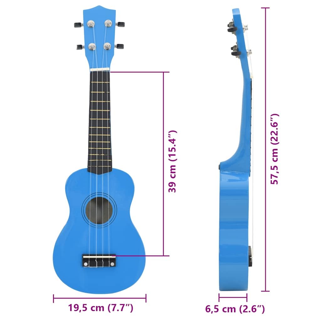 Sopran-Ukulele-Set Babyblau 23 Zoll Lindenholz mit Tasche 2 Picks und Tonleiter für Anfänger Musikschule Konzert Band Orchester Probe