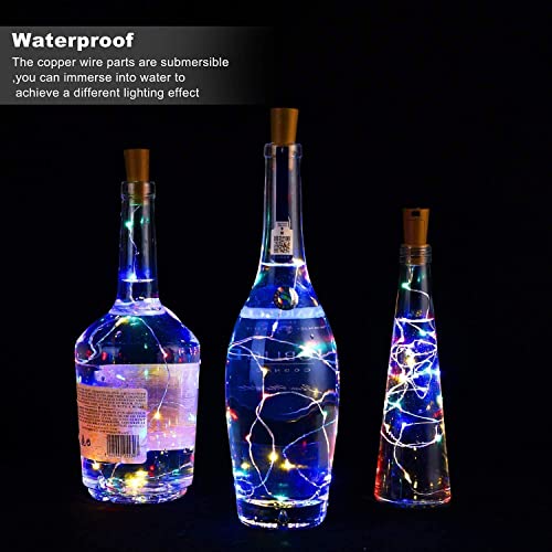 Image of K D Bottle Lights with Cork, Battery Operated LED Cork Shape Copper Wire Colorful Fairy Mini String Lights (Multi Color,Battery Powered) (Pack of 2)