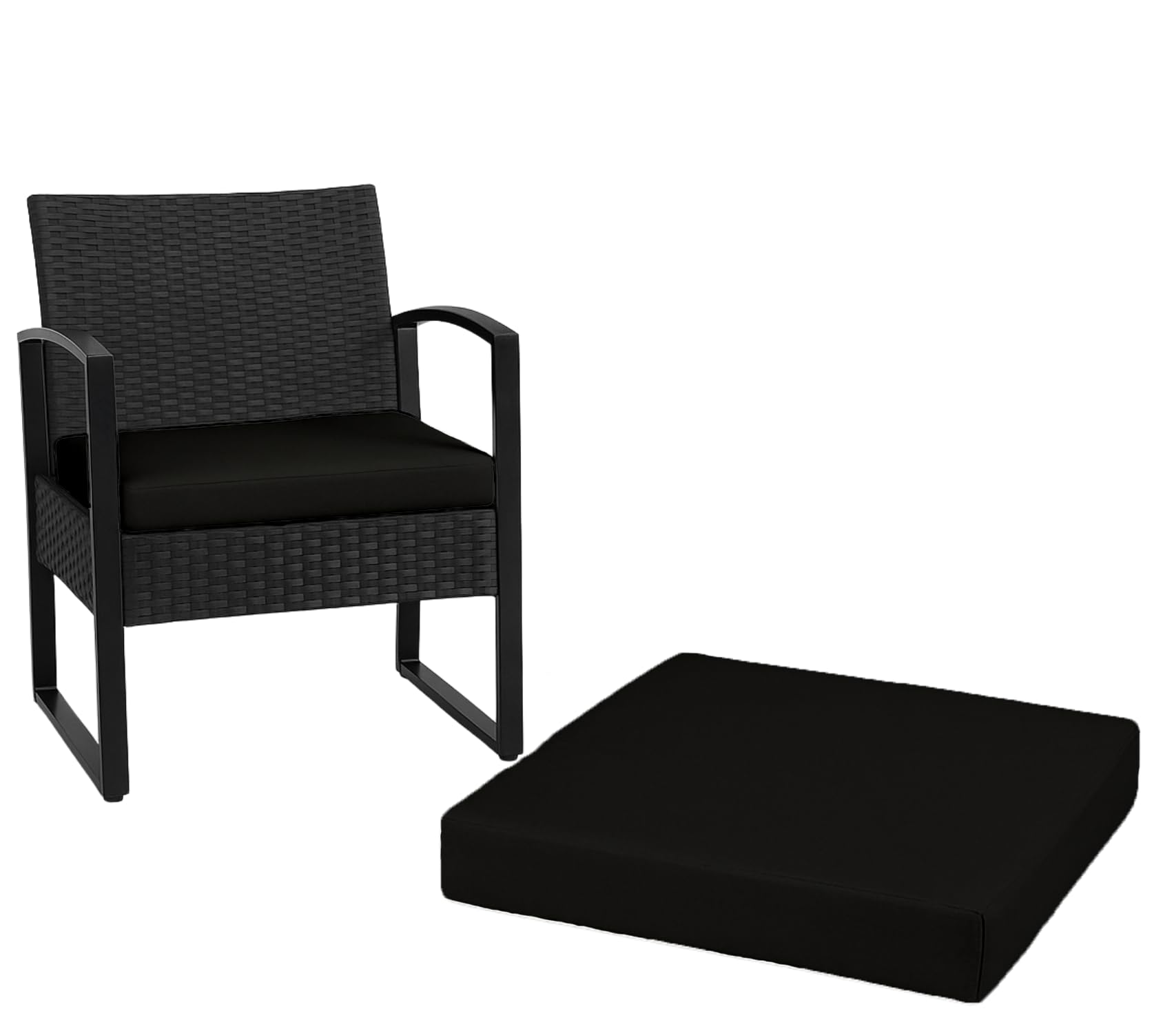 Dazzle Collection Waterproof seat pads for garden chairs Indoor & Outdoor Garden Sofa Foam Seat Pad patio bench Cushions Pad ((50CM X 50CM X5CM), Black)