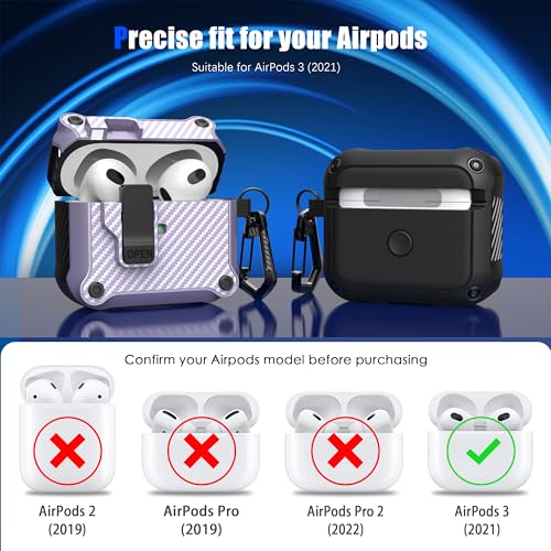 Image of RFUNGUANGO AirPods 3 Case with Lock Magnetic Lid, Purple