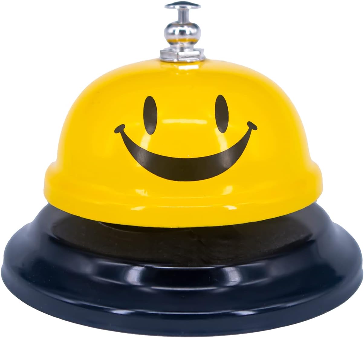 1 Pack Call Bell, Desk Service Bell, 3.35 Inch Diameter Metal Bell for Hotels, Schools, Pet Dog Training(Yellow, Smile)