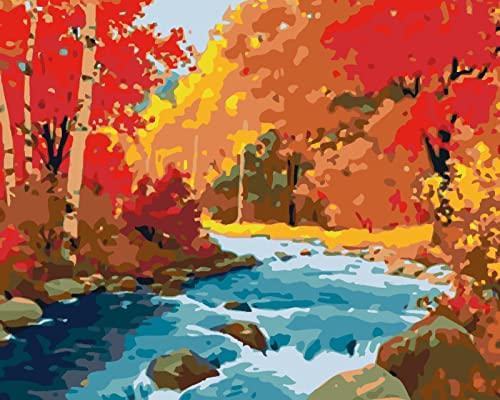 Point de croix kit débutant rivière d'automne, apprenez la broderie facilement sans compter
