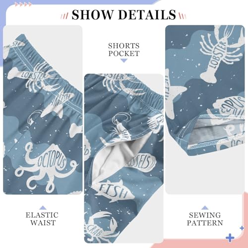 Seafood Underwater Animals Boys Pants for Kids Jogger Pants with Pockets S-XL4