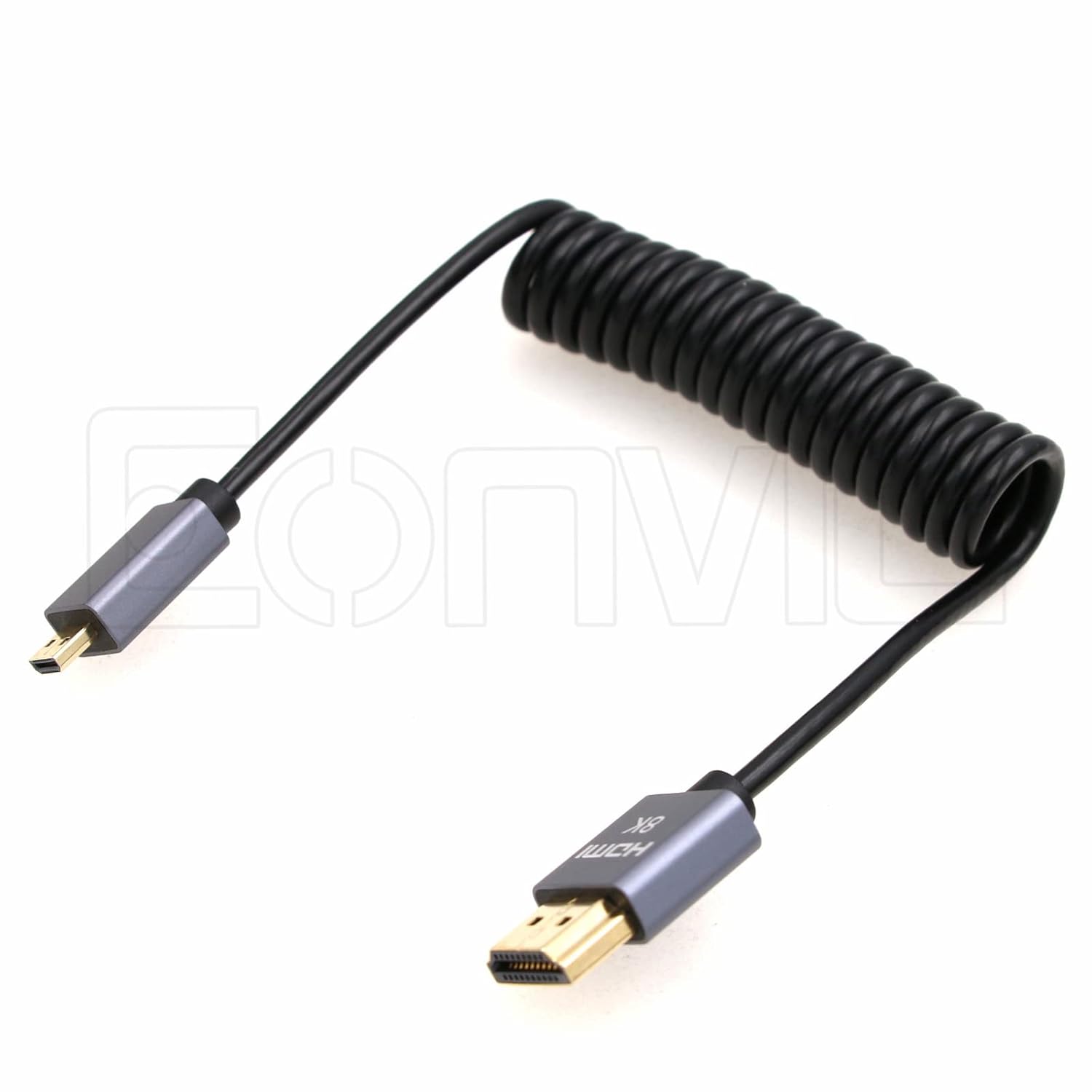 Eonvic 8K 2.1 HDMI to Micro HDMI Cable High Speed 48Gbps Coiled Cable for Atomos-Ninja-V 4K-60P Record 48Gbps HDMI for Canon-R5C,R5,R6