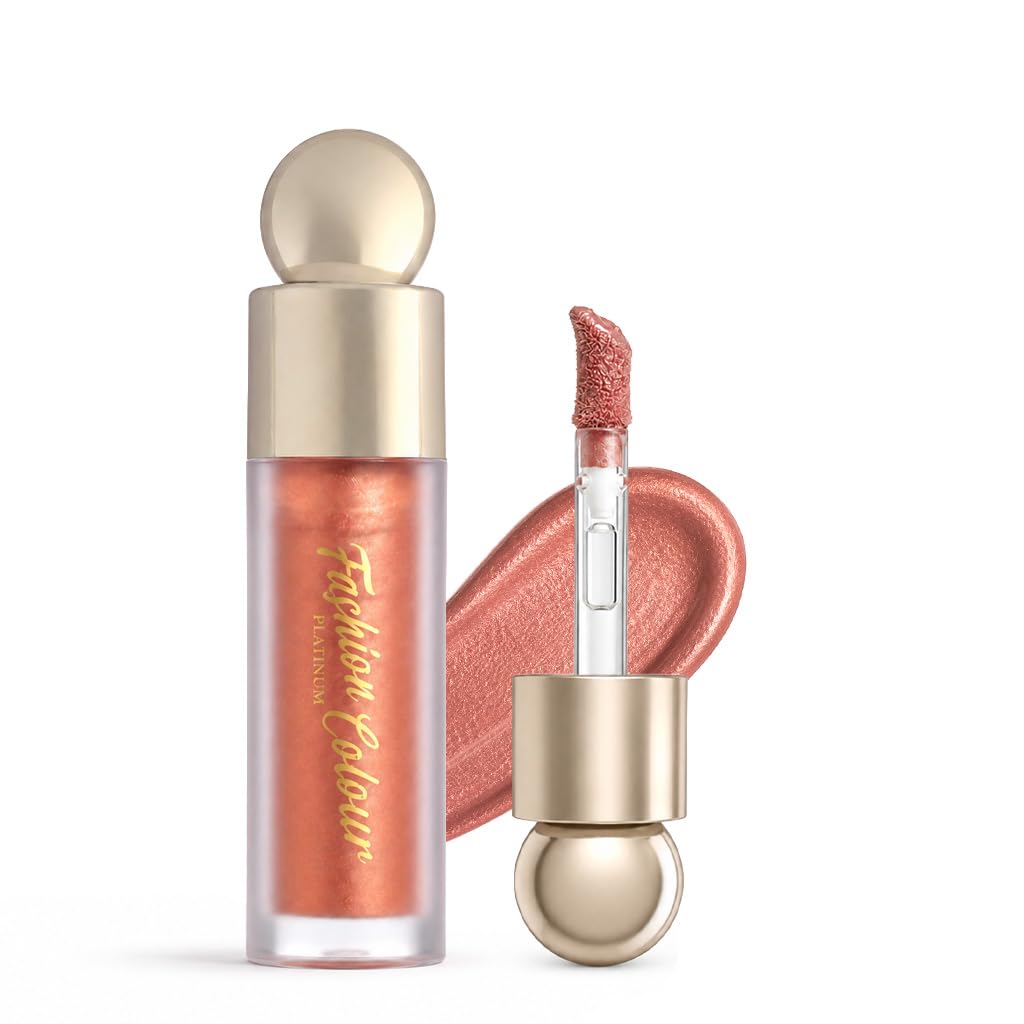 Fashion Colour Platinum Glow Shine Liquid High-Lighter | Moisturizing Feather-Weight | Long Wear | Creamy Formula | Dewy Glow | (04-Rose Gold, 5g)-image-25