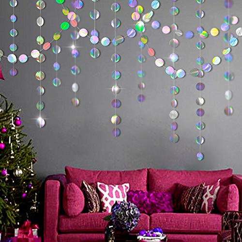 Cheerland Iridescent Party Decorations Holographic Circle Garlands Disco Theme Birthday Decorations Bachelorette Hanging Streamers Banner Graduation Decor New Year Bachelorette Euphoria Party Supplies - Image 7