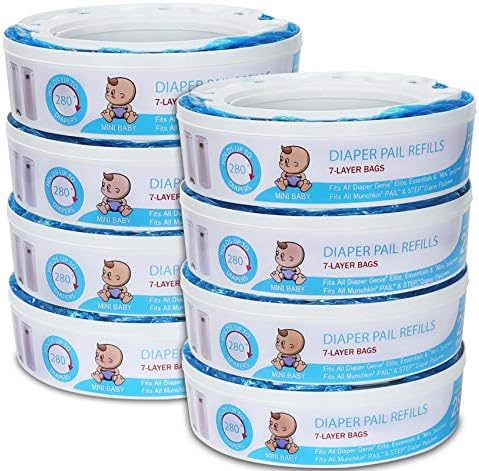 Diaper Pail Refill Bags for Diaper Trash Can, Enhanced Odor Control Diaper Refills 8 Pack