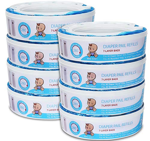 Diaper Pail Refill Bags For Diaper Trash Can, Enhanced Odor Control Diaper Refills 8 Pack #TOP1