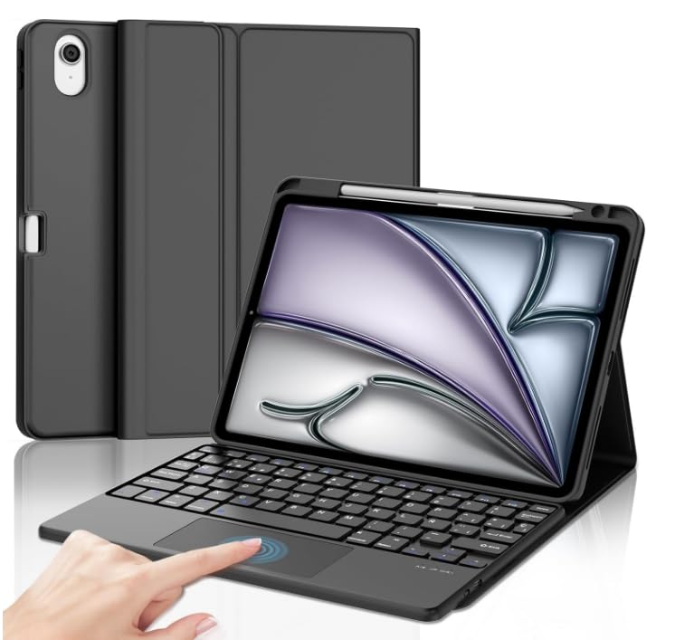 Funda teclado para iPad Air 5 y 11 M4 con panel táctil y conexión Bluetooth extraíble