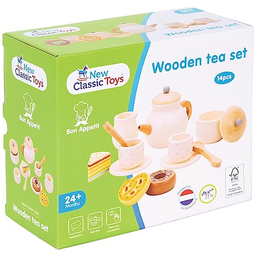 Woet® Wooden Toy Tea Set for Kids - Pretend Play Tea Party Set - With Teapot, Cups and Saucers - Role Play Kitchen Toy - Age 3 Years+ - Image 2