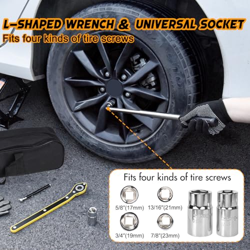 Image of Scissor Car Jack 2.5 Ton (5511 lbs) Tire Changing Kit with Lug Wrench - Emergency Kit for Car, SUV, MPV