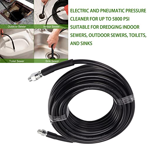 Pilipane High Pressure 5800Psi Sewer Jetter Kit,Flexible 15M Drain Hose with Rotating Nozzles for Efficient Sewer and Toilet Dredging