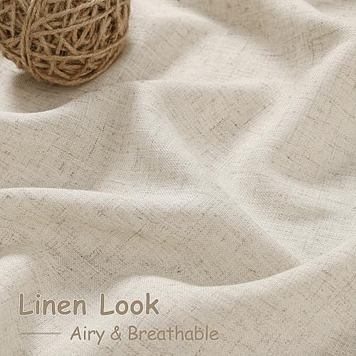 Image of Nanspring Boho Linen Curtains 84 Inches Long for Living Room Light Filtering Semi Sheer Curtain Back Tab Eclectic Home Decor Modern Elegant Luxury Drapes for Bedroom Office 52x84,2 Panels
