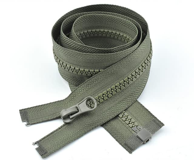 2PCS #8 110cm Separating Zippers(Open-end Zipper) for Sewing Coats Jacket Zipper,Green Molded Resin Zippers Bulk