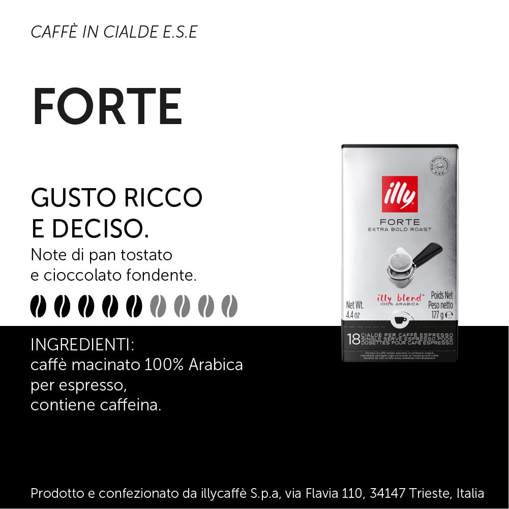 Illy Café monodosis E.S.E. tostado Forte – 12 paquetes, 216 monodosis