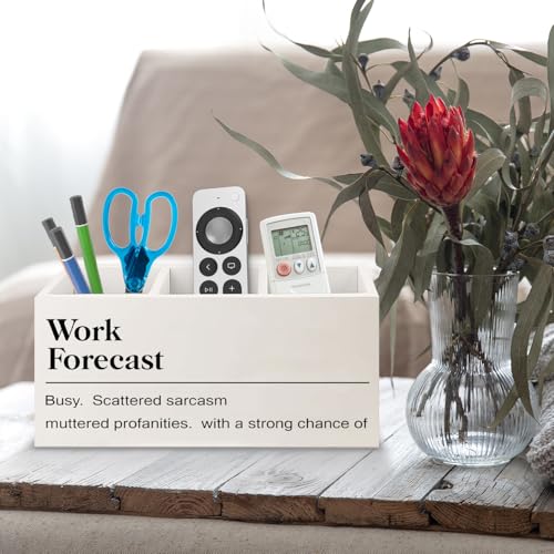 Image of Funny Work Forecast Wooden Pen Pencil Holder for Office Desk Accessories, Gifts for Work Friends Women Men, Coworkers Gifts Makeup Brush Toothbrush Holder Organizer
