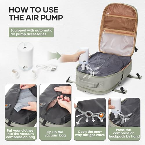 Image of Vacuum Backpack Travel With Pump for Women Men Carry on Backpack Luggage Flight Approved Personal item Travel Bag