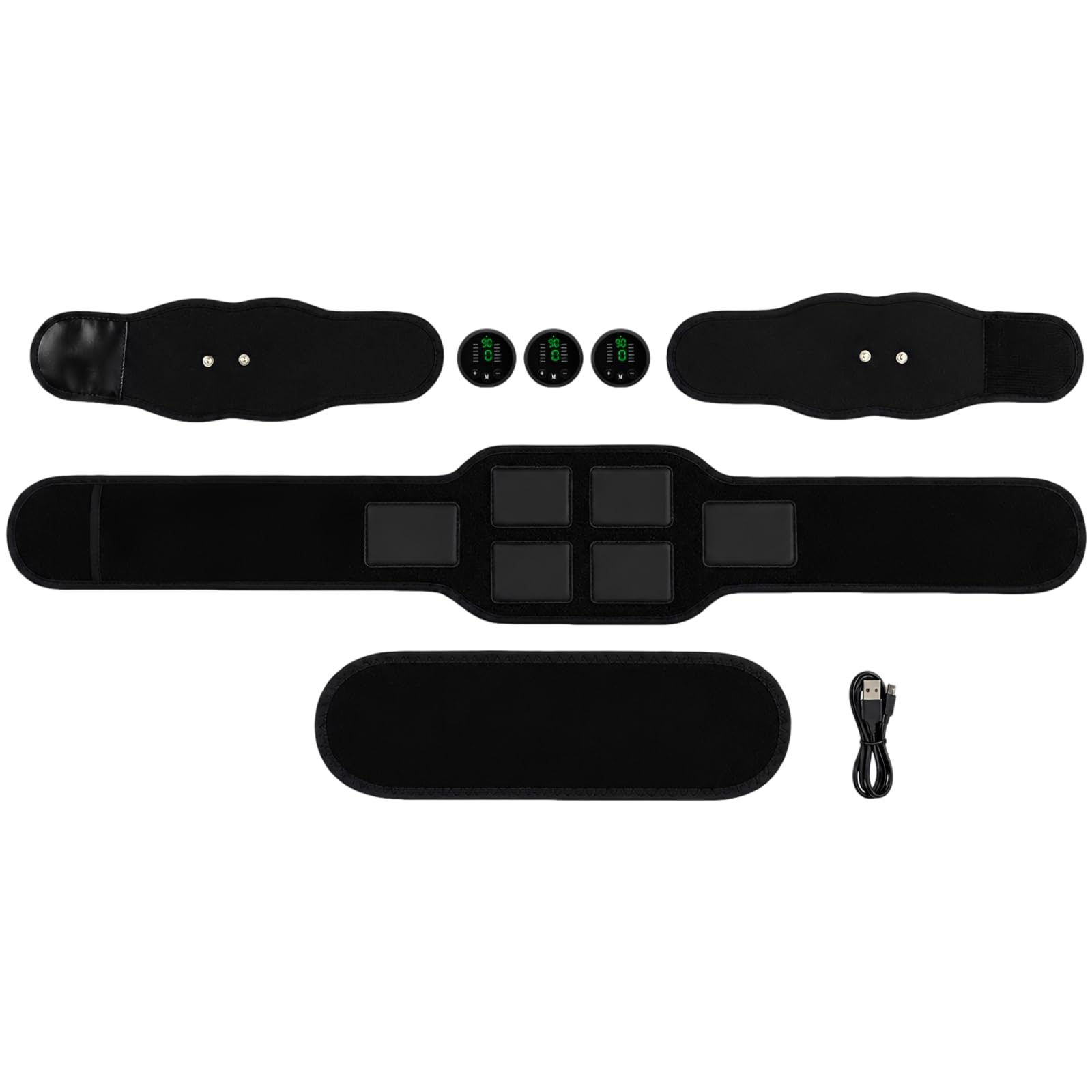 Muskelstimulator der nächsten Generation, EMS-Bauchmuskelgürtel mit 12 Modi und 19 Intensitätsstufen für Home Gym, Hauptgurt 45,7 Zoll, Armbänder 16,9 Zoll, für Männer und Frauen
