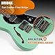 EART Gitarren E-TT72 Semi Hollow Humbucker Pickups Feste Brücke E-Gitarren(Grün)