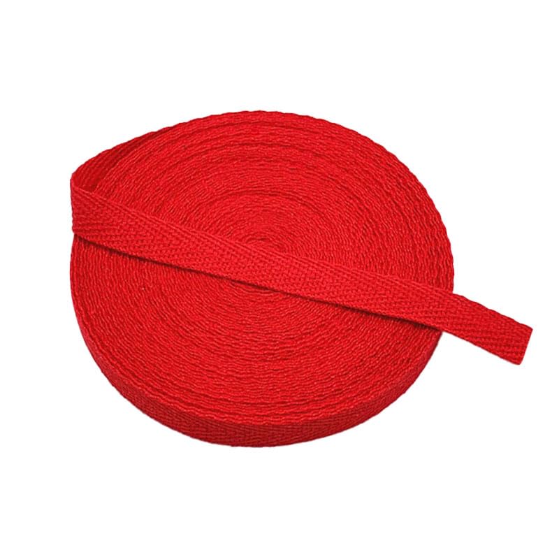 20mm x 10 Yards Cotton Twill Tape, Bias Binding Tape and Herringbone Webbing Roll for Sewing, Dressmaking,DIY Craft, Gift Wrapping （Red）