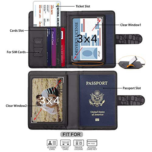 Image of Melsbrinna Rfid Passport Holder for Travel women /Men, Cute Passport Wallet Rfid Blocking Card Slots, Rfid Passport Cover /CaseTravel Wallet, Passport Book Holder, Black2, Cute