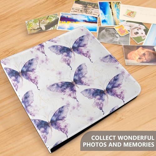 Álbum de Fotos ALAZA con Cubierta de Poliuretano, Diseño de Mariposa y Mármol, Álbum Autoadhesivo con Anillas de 3 Argollas para Recuerdos de Boda, Familia y Viajes miniatura 4