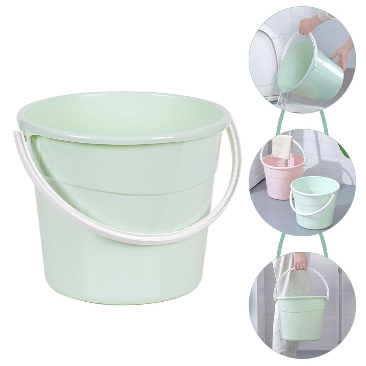 Healeved Secchio Robusto 12,2l Plastica Auto in e Lavaggio per con Pp Rotonda Manico Capacità Ampia Forma per Pulizie Domestiche e Giardinaggio