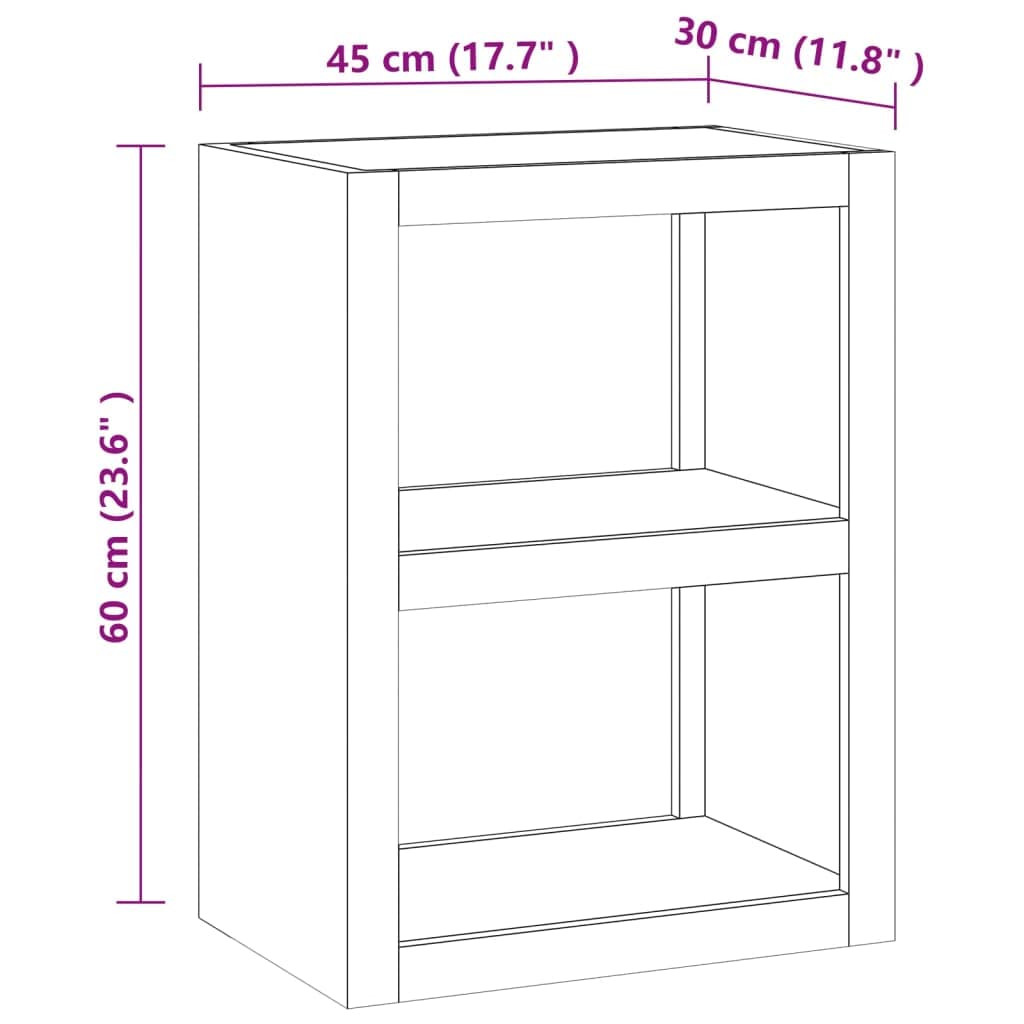 Beistelltisch 45x30x60 cm aus Massivholz Teak, Rustikaler Couchtisch mit 2 Ablagefächern, Kleiner Nachttisch für Schlafzimmer und Wohnzimmer, Kompakter Telefontisch und Pflanzenständer