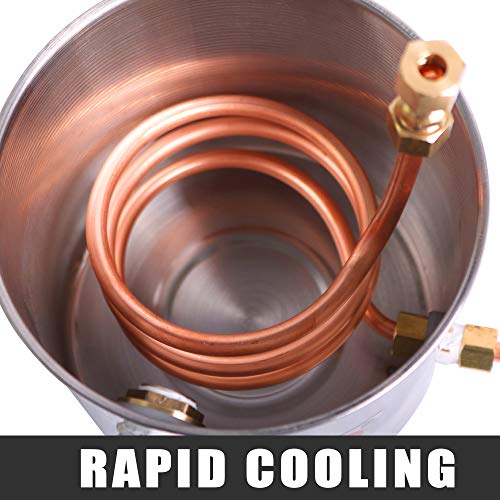 Alcohol Distiller Copper Tub Tri-Bottom Alembic Still For Moonshine,Whiskey,Brandy,Vodka Wine Brew Kit W/Water Pump,Upgraded 3-Layer Aluminium Base #TOP4