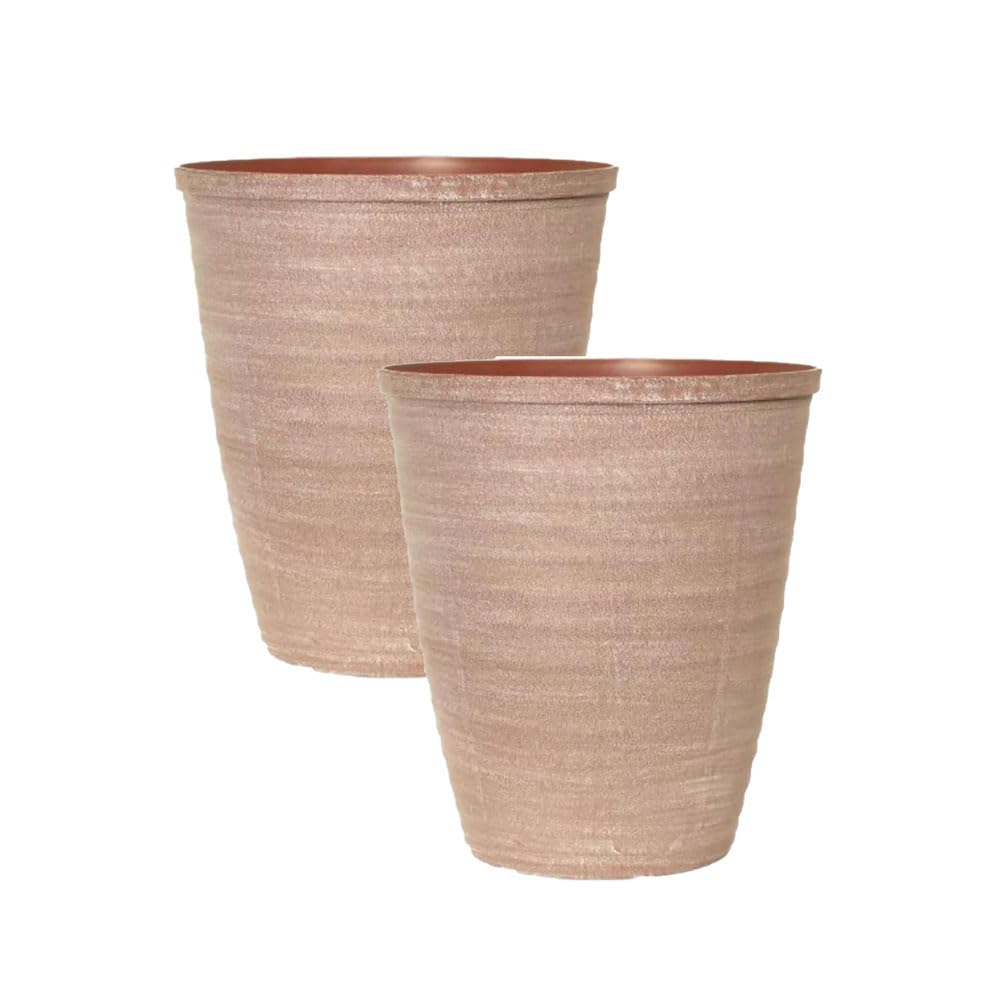 shopior Plastic Plant Pot | Heavy Duty Planter 15L | Indoor Outdoor Flower Pot | Weatherproof Garden Container with Drainage Holes | Decorative for Garden Patio Balcony (Powdered Brick, 28cm-Pack 2)