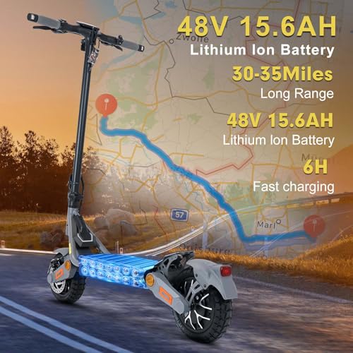 Image of Electric Scooter for Adults, 5600W /1500W /1200W /800W Motor Fast Electric Scooter, 46 /40 /35 MPH Top Speed, 27Ah /20.8Ah /15.6Ah Battery, 10 /11 inch Off Road Tire Foldable E-Scooter for Commuter Outdoor campus