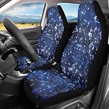 Howilath Blue Galaxy Music Notes Print Car Front Seat Covers Set of 2, Non Slip Auto Seat Covers Accessories Strength Seats Cushion Universal Fit All Vehicle Cars