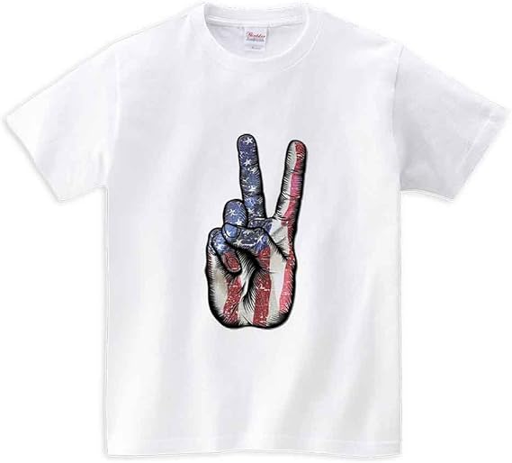 Amazon アメリカ 星条旗 ピースサイン キッズ 半袖 Tシャツ オリジナルプリント 通販 Amazon アメリカ 星条旗 ピースサイン キッズ 半袖 Tシャツ オリジナルプリント 通販