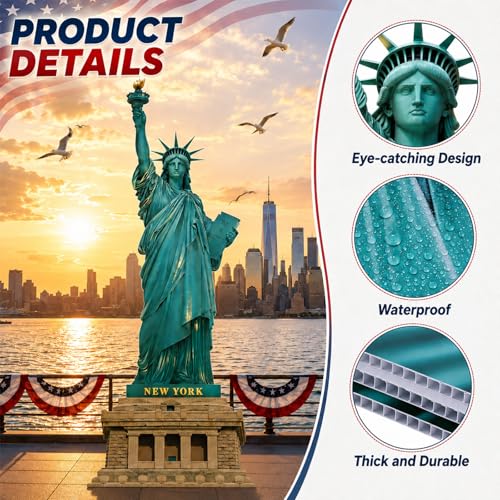 Image of 5 Ft Statue of Liberty Cardboard Cutout 250th Anniversary Patriotic Party Decoration Life Size New York City Themed Photo Prop Standup for Veterans Labor Day Party Supply