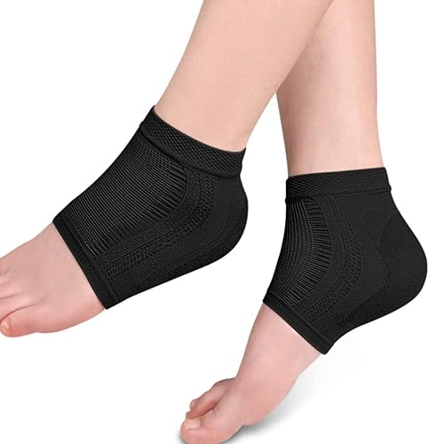 Miniatura 7 de FRCOLOR 2 pares de calcetines de compresión de manga de tobillo, calcetines de talón de gel hidratantes, calcetines de punta abierta, calcetines de