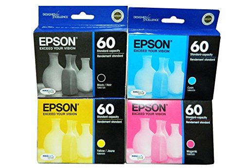 One-set of Genuine Epson 60 Ink Cartridges for Epson Cx3800 Cx3810 Cx4200 Cx4800 Cx5800f Cx7800 Stylus C68 Stylus C88 and Stylus