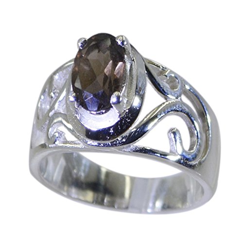 Bague quartz fumé naturel bague argent ajustable pour doigts sensibles