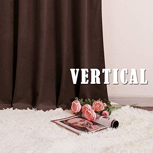 Image of RYB HOME 108 inch Long Velvet Curtains - High Ceiling Curtains for Living Room French Door Heavy Duty Light & Noise Block Window Curtain Panels, Chestnut, W 52 x L 108, Set of 2