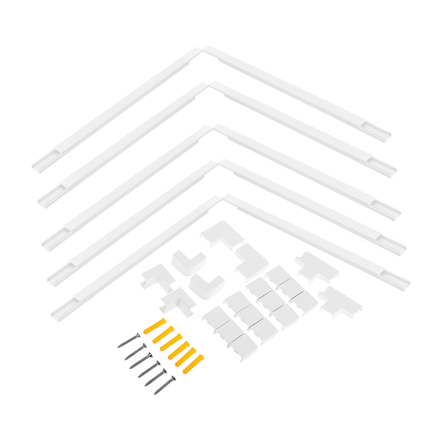 SHINEOFI PVC Pipe Covers Wire Organizer Kit with Screws Adhesive Tape for Wall Cord Concealer Tv Power Strip Cable Management