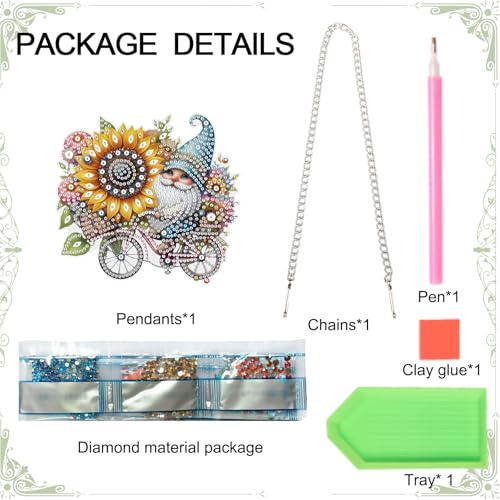 Image of AiYuanzsh 5D Diamond Painting Hanging Ornament, Gnome with Sunflower Design DIY Acrylic Pendant Kit, Handmade Diamond Art Suncatcher Decoration for Home Wall Window Gift