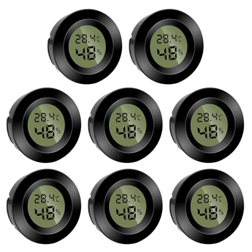 8 Stück Mini Digital Hygrometer Thermometer Rund Luftfeuchtigkeitsmessgerät Temperatur Feuchtemessgerät Fahrenheit (℉) or Celsius(℃) für...