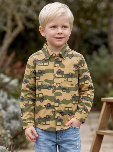 Image of Boys Hawaiian Button Down Shirt, Pure Combed Cotton Short Sleeve Size 3-15Y