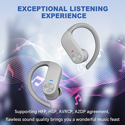 Beben Wireless Earbuds, 36H Playtime Bluetooth Headphones With Mics And Charging Case For Iphone Android, Waterproof Running Headphones For Gym Workout, Hi-Fi Sound Over Ear Buds With Earhooks - Grey #TOP4