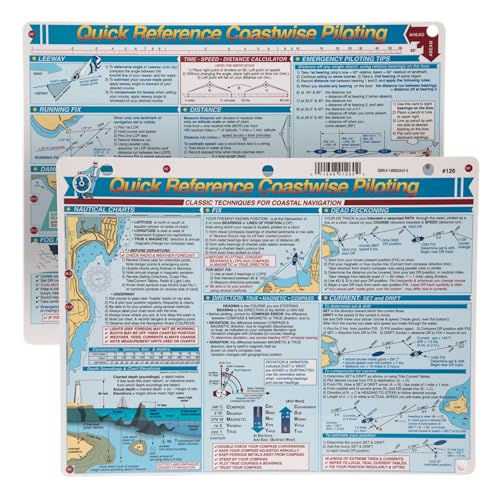 Davis Instruments Coastwise Piloting Quick Reference Card - Classic Techniques for Costal Navigation - Boat Piloting for Beginners and Emergency Piloting Tips - Dead Reckoning, Fog Navigation and More