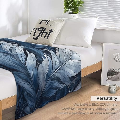 Couverture micro-polaire bleue ondulée 127x150cm flanelle douce - 5