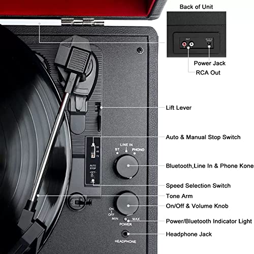 Tourne-disque vinyle, tourne-disque Bluetooth à 3 vitesses, tourne-disque Bluetooth avec haut-parleur intégré, avec haut… - Les Beatles, Paul McCartney, John Lennon, RIngo Starr, George Harrison Tourne-disque vinyle, tourne-disque Bluetooth à 3 vitesses, tourne-disque Bluetooth avec haut-parleur intégré, avec haut… – Image 5