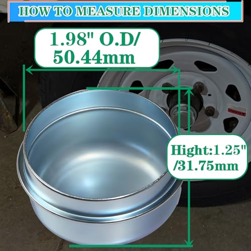 OZISENS 2pcs 1.98\'\' Trailer Hub Dust Caps,Bearing Center Replacement Trailer Cup,Trailer Hub Grease Cap for Most 2000 to 3500 Ib Boat Trailer Dexter EZ Lube